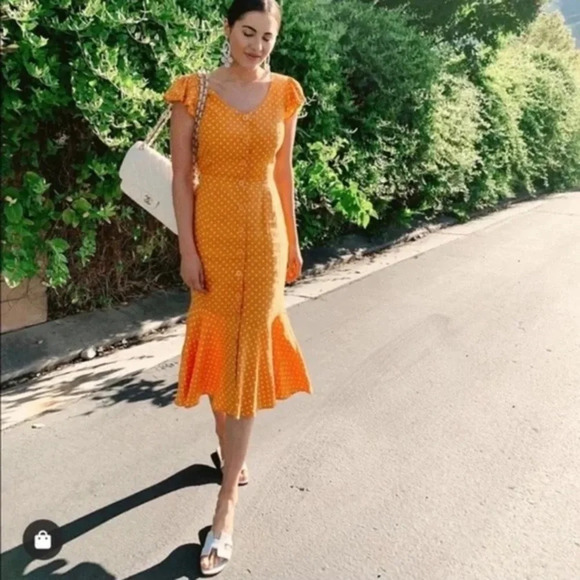 ✨Host Pick ✨ NWOT Rachel Parcell Linen Blend Polka  Dot Button Down Midi Dress - Picture 3 of 9
